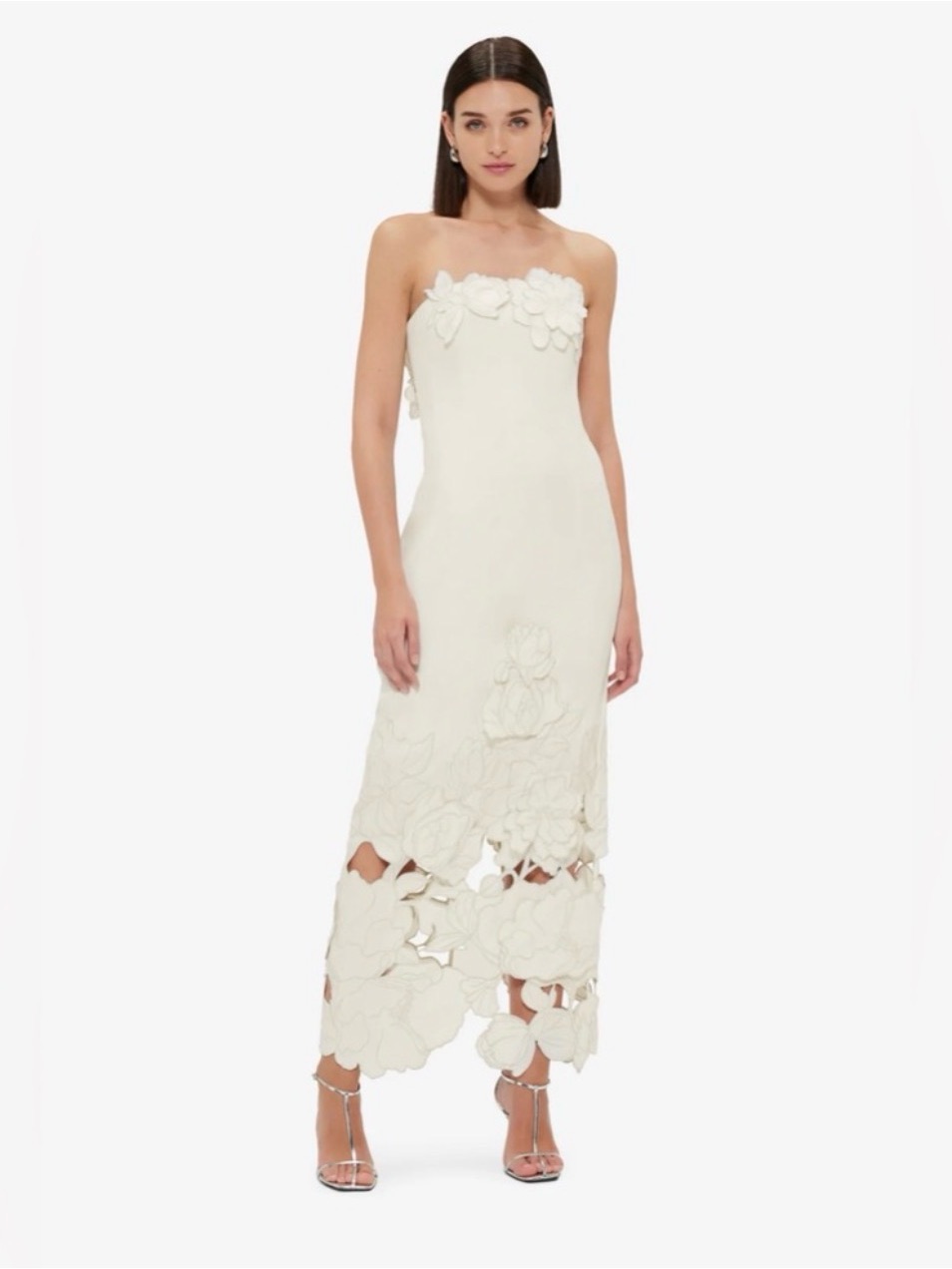 Leo Lin Rayna Appliqu Bustier Maxi Dress- Vanilla Size 4